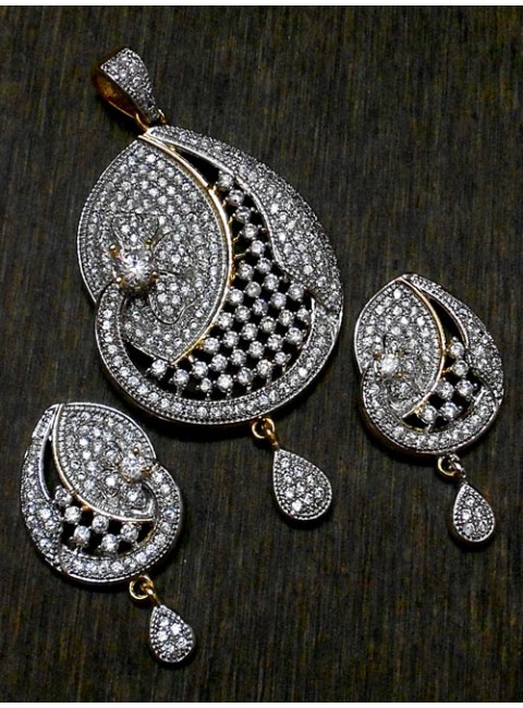 CZ Pendant With Earrings